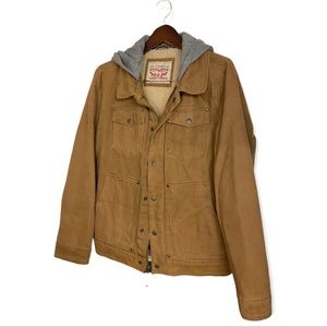 Men's Levi's Sherpa-Lined Gray Hooded Trucker Jacket